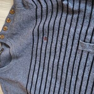 French Connection Lambswool Striped Sweater in Blue - Size Large